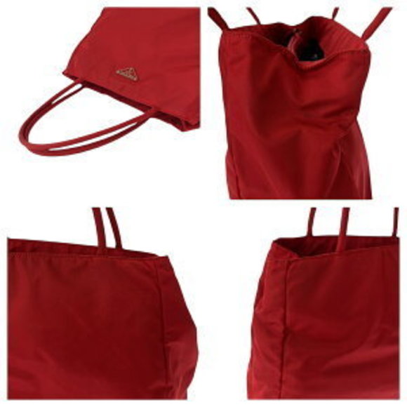 PRADA Tessuto triangle red nylon Tote Bag - Picture 6 of 9